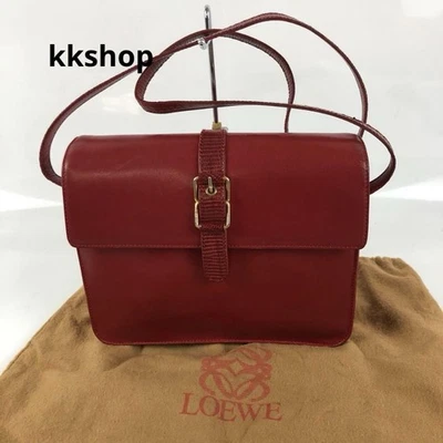 Bolso de Hombro LOEWE Cuero Rojo Auténtico Usado de Japón Foto 1 de 4