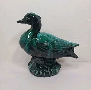 Vintage Blue Mountain Keramik Ente Figur - blau/grün/schwarz Tropfglasur - Bild 1 von 8