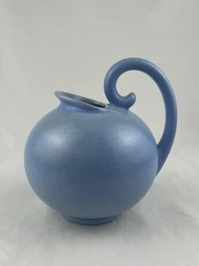 VTG Stangl 3211 Ball Pitcher Vase Swirl Handle Matte Blue American Art Pottery - Picture 1 of 7
