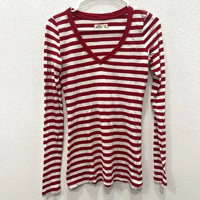 Hollister Vintage Y2K V-Neck Striped Tee Top Bella Swan Elena Gilbert Size M - Image 1 of 4