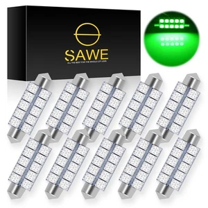 10 x SAWE Green 44mm Festoon 10SMD Bulb LED Dome Map Interior Light 578 561 562 - Picture 1 of 7