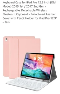 Keyboard Case for iPad Pro 12.9 inch (Old Model) 2015 1st / 2017 2nd Gen - Pink - Afbeelding 1 van 8