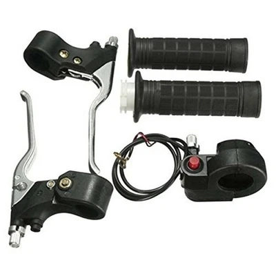 Motorcycle Mini Bike 7/8" Hand Grips Kill Stop Switch Twist Throttle Brake Lever - Image 1 of 4
