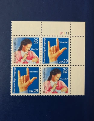US SCOTT # 2783-84 - MNH 1993 29c PB OF 4 - ASL DEAF COMMUNICATION - Image 1 of 2