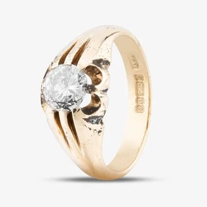 Anillo de sello de diamantes talla brillante de 0,80 quilates de oro amarillo de 18 quilates de segunda mano 41341082 - Imagen 1 de 4