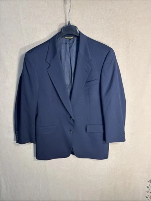 Trompetista vintage Hart Schaffner Marx 39S marinho sólido 2 botões lã ouro EUA - Imagem 1 de 4