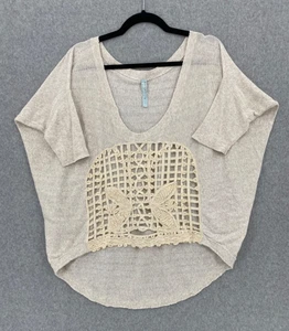 Free People Nuevo Top Romántico Mujer Mediano Manga Dolman Crochet Panel Boho - Imagen 1 de 12
