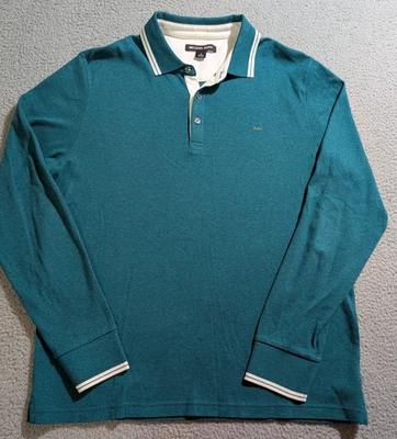 Camisa Polo MICHAEL KORS Para Hombre Verde Manga Larga Cuello/Talla Mediana Foto 1 de 4
