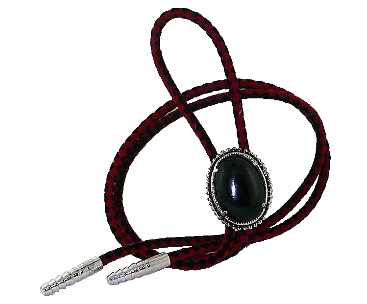 Black Onyx Oval Cab Cabochon Gem Stone Gemstone Bolo Tie Cord Tips EPBT2/5724 - Image 1 of 1