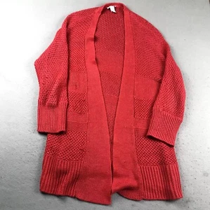 Chicos Sweater Womens 12 Red Long Sleeve Loose Knit Open Cardigan - Picture 1 of 8