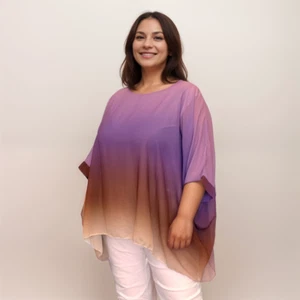 ROCKTHOSECURVES WOMENS BLOUSE PLUS SIZE OMBRE CHIFFON BATWING LOOSE FITTING TOP - Picture 1 of 42