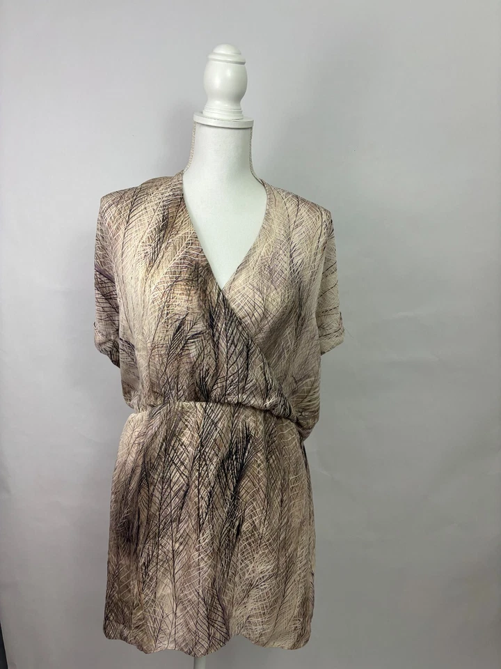Rare Haute Hippie Peacock Floral Silk Wrap Dress L - Image 1 of 4
