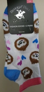 2 Pairs Beverly Hills Polo Club Women's Low Cut Ankle Fashion Socks - Picture 1 of 3