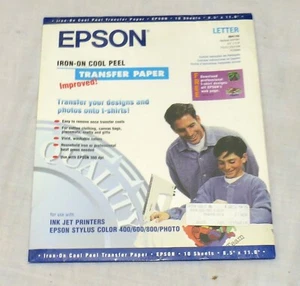 Epson Iron-on Cool Peel Carta Trasferimento Lettera 10 Fogli NUOVO - Foto 1 di 1