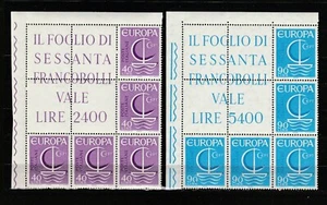 s37643 ITALIA  MNH** 1966 EUROPA CEPT 2v BLOCCO ANGOLARE di 5 Sassone 61/62 - Afbeelding 1 van 1