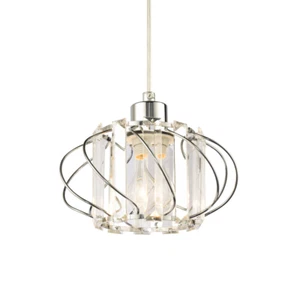 Modern Pendant Lamp Shade with Clear Acrylic Rectangular Prims and Chrome Fra... - Picture 1 of 7