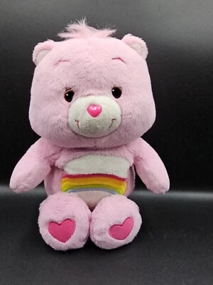Peluche suave rosa Care Bears Rainbow Cheer Bear 13" 2012 Hasbro Foto 1 de 3