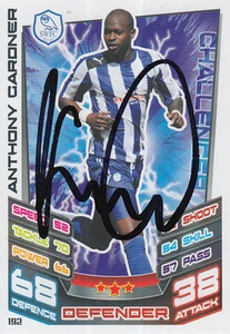SHEFFIELD WEDNESDAY HAND SIGNED ANTHONY GARDNER 12/13 MATCH ATTAX CARD. - Picture 1 of 1