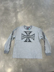 Vtg Jesse James West Coast Choppers Large Iron Cross Thermal Knit T-Shirt Gray - Picture 1 of 6