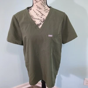 Figs Scrub Top Womens large Army Green Catarina Shirt Medical Nursing Stretch - Bild 1 von 4