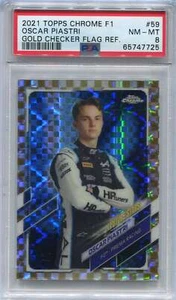 Topps 2021 cromo Fórmula 1 Gold Checker Flag 59 Oscar Piastri novato 4/50 PSA 8 - Imagen 1 de 1