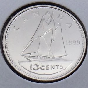 1989 Canada 10 Cents Dime KM# 77.2 Uncirculated Coin From Set G439 - Picture 1 of 9