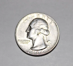 1964  U.S. SILVER WASHINGTON Quarter BRILLIANT LUSTER UNCIRCULATED GREAT COIN - Picture 1 of 2