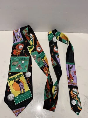 Men's Golf Novelty Neck Tie Clubs Bags Balls Tees Golfer - Image 1 of 4