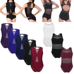 Girl Gymnastics Ballet Sleeveless Leotards Dance Dress Cutout Bodysuit Dancewear - Picture 1 of 67