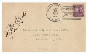 Transocean Rcd #1200, VP-10 Pilot Signed Naval Flight Flown To Hawaii 1/10-11/34 - Picture 1 of 2