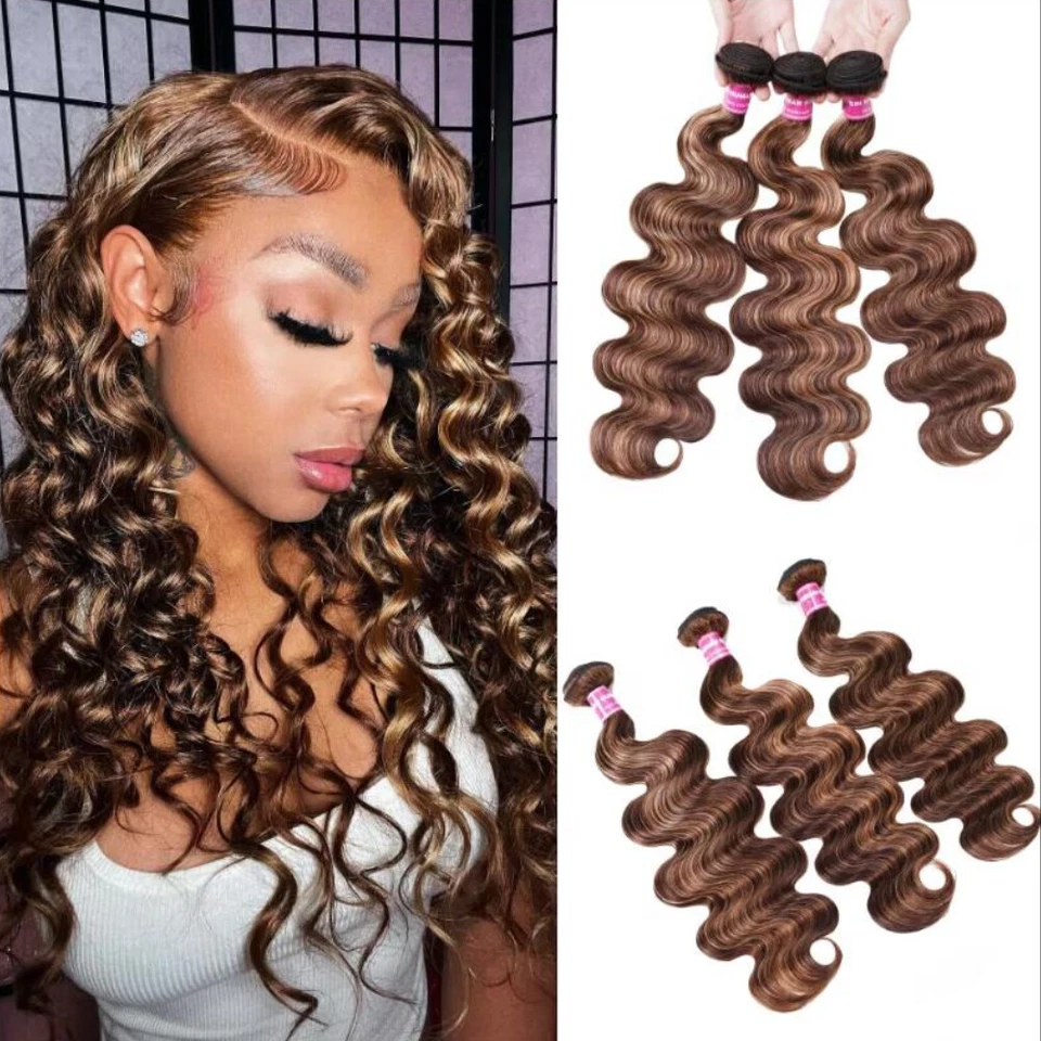 UNice Malaysian Ombre Highlight Blonde Body Wave Bundles Human Hair Extension US - Image 1 of 4