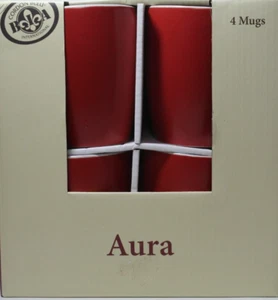 Cordon Bleu International Aura Stoneware red Mugs 12 Oz Set of 4 - Picture 1 of 3