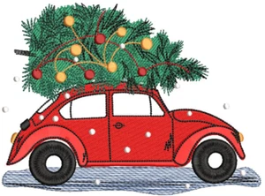 Christmas Tree Volkswagon VW HAND TOWELS EMBROIDERED SET - Picture 1 of 1