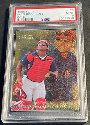 1996 Flair Gold Parallel #178 Ivan Rodriguez PSA 9 Pop 2 Only 2 Higher - Image 1 of 2