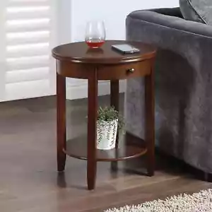 Small End Table Chair Side Round For Office Living Room Sofa Shelf Wood Accent - Picture 1 of 5