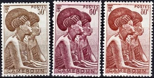 Cameroon, Lot of 3 Classic Stamps, Tikar Women, 1946, Sc. 307-309, MLH-Lot 444 - Picture 1 of 1