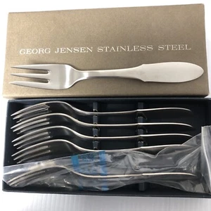 Horquillas para pasteles Mitra de acero inoxidable Georg Jensen Gundorph Albertus 5,9" en caja - Imagen 1 de 8