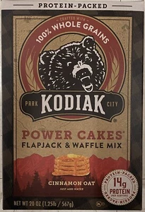 Kodiak Protein Power Cakes CINNAMON OAT Pancake Flapjack & Waffle Mix 20 oz Box - Picture 1 of 4