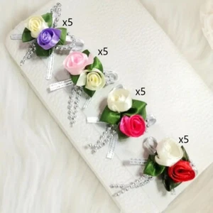 5 Stck. 1+1/2 Zoll breit Satin Blumen zum Aufnähen Farbe wählbar - Bild 1 von 10