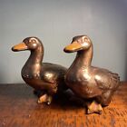 Vintage Pair of Brass Ducks with Enameled Bill & Feet 5 1/2"  Figurines