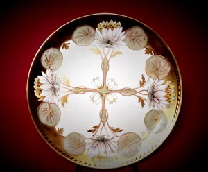 Beautiful Antique Pickard Hand Painted Art Nouveau Water Lily 8.75" Plate - Picture 1 of 4