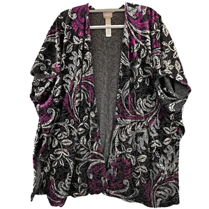 Cardigan Chicos S/M nero viola velluto burnout senza maniche topper capriccioso - Foto 1 di 12