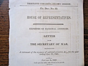 1849 House of Reps. Letter on Expenses of National Armories 1848 - Picture 1 of 5
