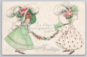 Bertha Blodgett Easter Bonnet Girls Hold Flower Chain Postcard 1910s Longfellow - Picture 1 of 5