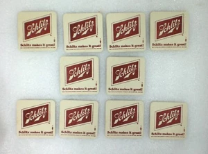 Lot of 10 Schlitz Makes It Great - Quality Since 1849 - Square Beer Coasters - Picture 1 of 7