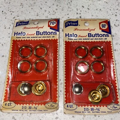 2 Pack Lot Vintage 3/4” Button Covers Halo Insert Prims Cover Your Own Fabric - Image 1 of 3