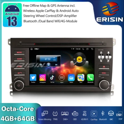 64GB Android 14 Autoradio GPS DVD for Porsche Cayenne DAB+ CarPlay USB OBD2 SWC - Immagine 1 di 4