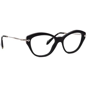Miu Miu Eyeglasses VMU 02O 1AB-1O1 Black/Silver Cat Eye Frame Italy 52[]17 140 - Picture 1 of 6