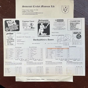 Scorecard 1984 Derbyshire V Essex Signed Gooch 227 - Picture 1 of 3