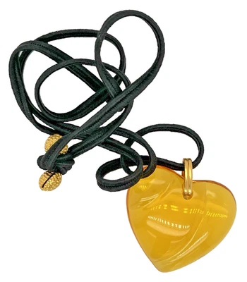 BACCARAT Francia Ámbar Amarillo Corazón Coeur Cristal Colgante Collar Bolso 100% Auténtico Foto 1 de 4